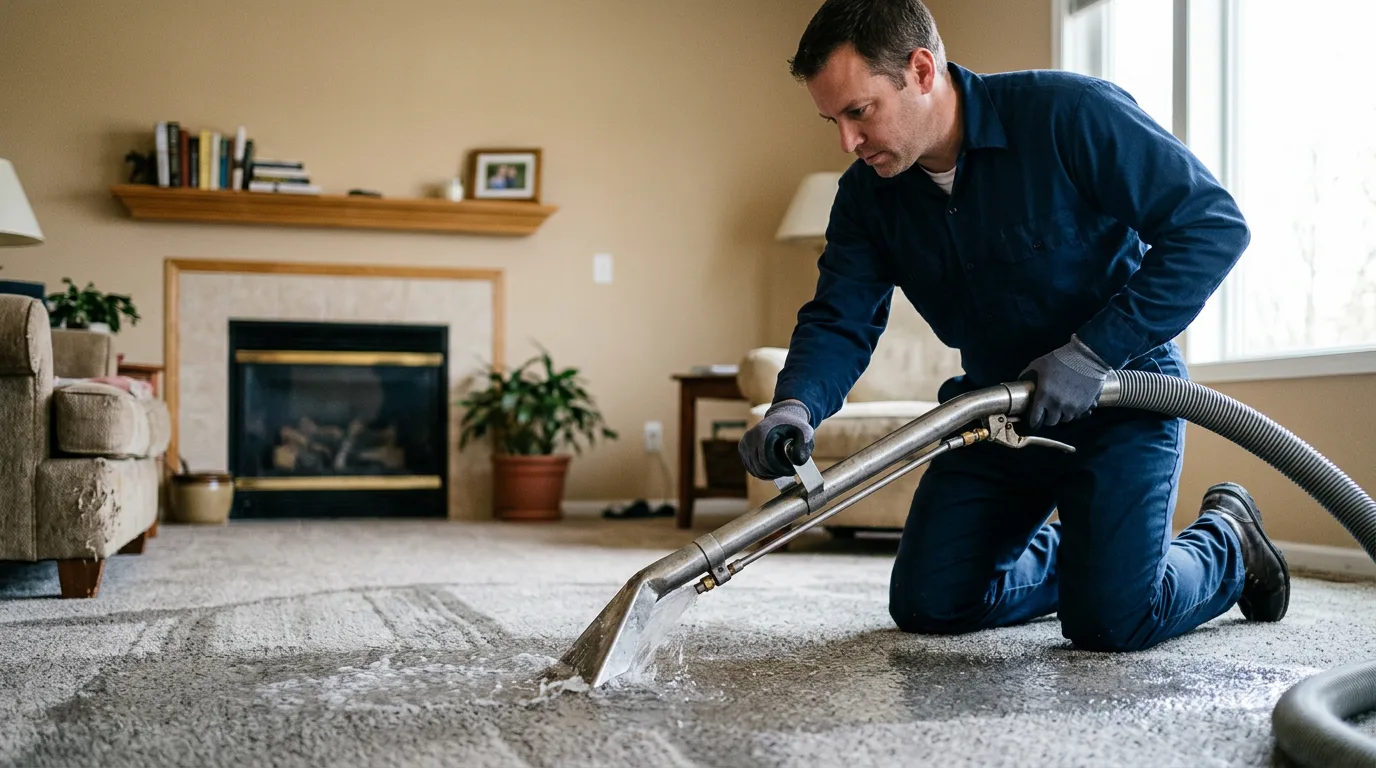 Water damage restoration technician working near Stockholm, NJ